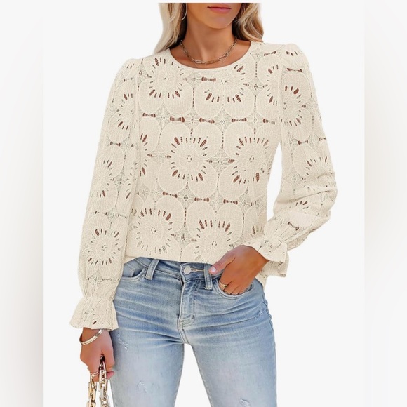 Luxveer Tops - Elegant Cream Lace Women's Top